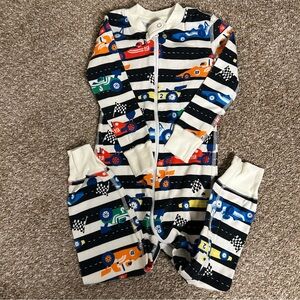 Hanna Andersson Race Car Print Zip Pajama Sleeper | Size 3T